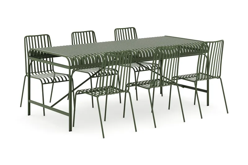 Jarva utomhus matgrupp 200 cm med 6 Jarva matstolar, Grön