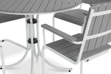 Kullaberg rund matgrupp utomhus med 4 stolar 104 cm stål aintwood - Grå - Products - Utemöbler & utemiljö - Utegrupp - Matgrupp utomhus