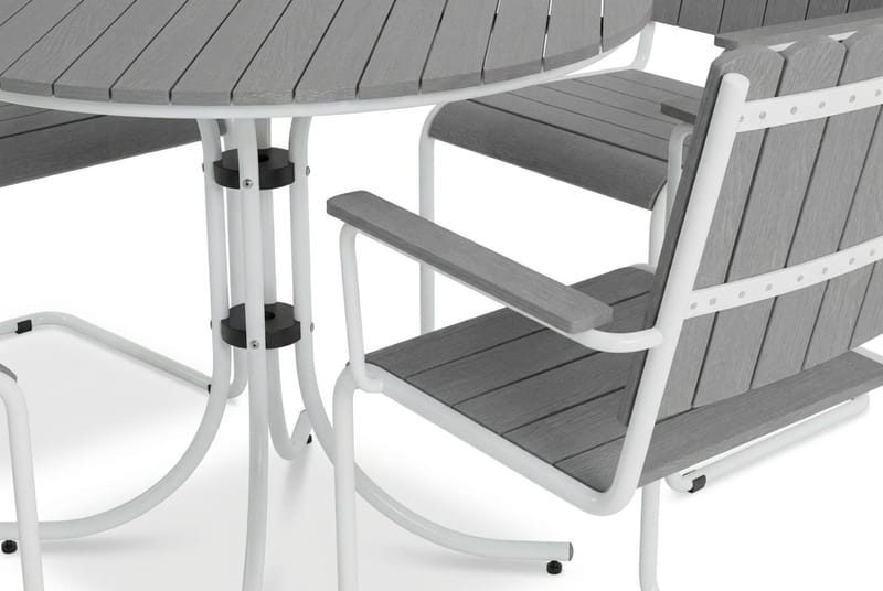 Kullaberg rund matgrupp utomhus med 4 stolar 104 cm stål aintwood - Grå - Products - Utemöbler & utemiljö - Utegrupp - Matgrupp utomhus
