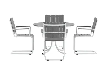 Kullaberg rund matgrupp utomhus med 4 stolar 104 cm stål aintwood - Grå - Products - Utemöbler & utemiljö - Utegrupp - Matgrupp utomhus