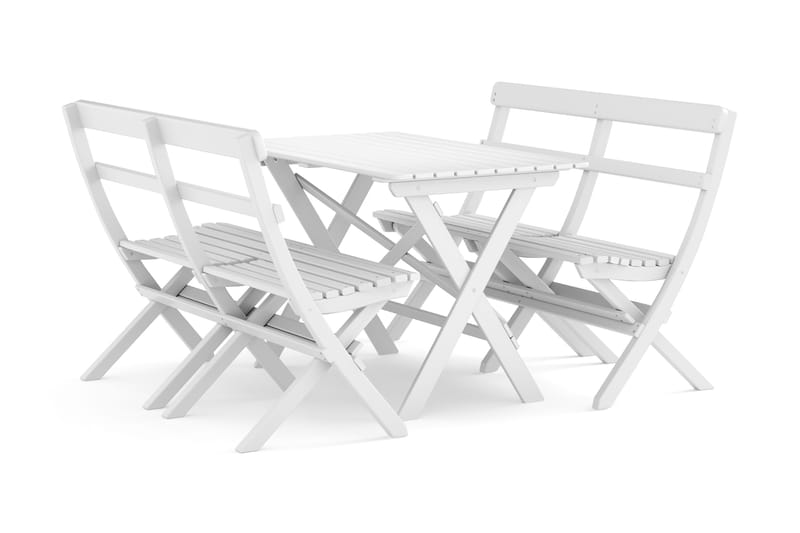 Landet Utomhus matgrupp 118x70x74 cm med 2 soffor, Vit