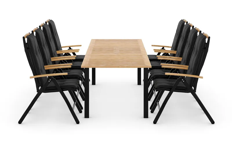 Las Vegas Matgrupp 220-280x100+ 8 Stolar m Dyna, Svart/Teak