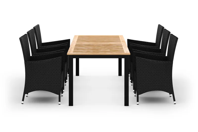 Las Vegas Matgrupp Utomhus 220-280 + 6 Thor Fåtölj, Svart/Teak/Svart