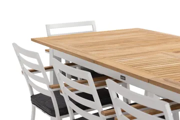 Las Vegas Matgrupp Utomhus 220-280 cm + 8 Oliver Matstol - Teak/Vit - Products - Utemöbler & utemiljö - Utegrupp - Matgrupp utomhus