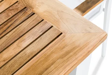 Las Vegas Matgrupp Utomhus 220-280x100 + 6 Stapelstolar - Teak/Vit - Products - Utemöbler & utemiljö - Utegrupp - Matgrupp utomhus