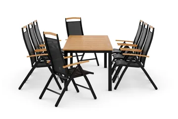 Las Vegas Matgrupp Utomhus Las Vegas 220-280 + 8 Positionsstol Lyx - Svart/Teak - Products - Utemöbler & utemiljö - Utegrupp - Matgrupp utomhus