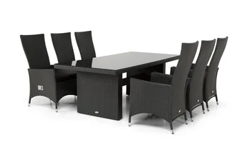 Majestic Matgrupp Utomhus 210 + 6 Jenny Ställbar Fåtölj - Svart - Products - Utemöbler & utemiljö - Utegrupp - Matgrupp utomhus