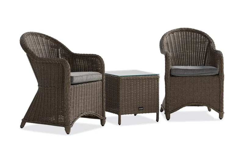 Marcus Caféset med 2 Light Fåtöljer m Dyna - Grå - Products - Utemöbler & utemiljö - Utegrupp - Cafegrupp & cafeset