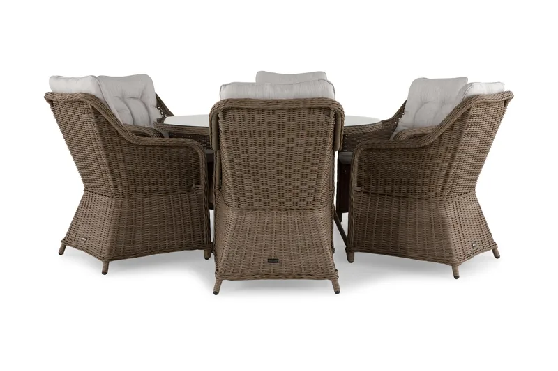 Marcus Matgrupp 140 Rund + 6 Fåtöljer m Dyna - Natur - Products - Utemöbler & utemiljö - Utegrupp - Matgrupp utomhus