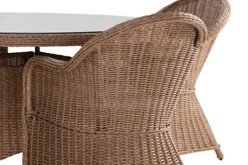 Marcus Matgrupp 140 Rund + 6 Light Fåtöljer m Dyna - Natur - Products - Utemöbler & utemiljö - Utegrupp - Matgrupp utomhus