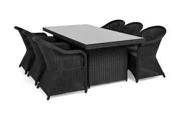 Marcus Matgrupp Utomhus 200 + 6 Light Fåtöljer m Dyna - Svart - Products - Utemöbler & utemiljö - Utegrupp - Matgrupp utomhus