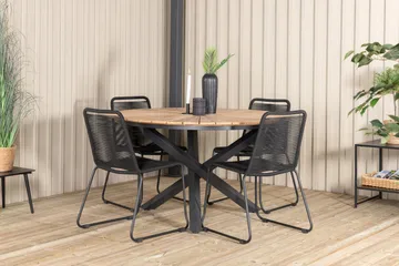 Mexico Matgrupp Utomhus Rund Ø140cm + 4 Lindos Stolar - Svart/Gul - Products - Utemöbler & utemiljö - Utegrupp - Matgrupp utomhus