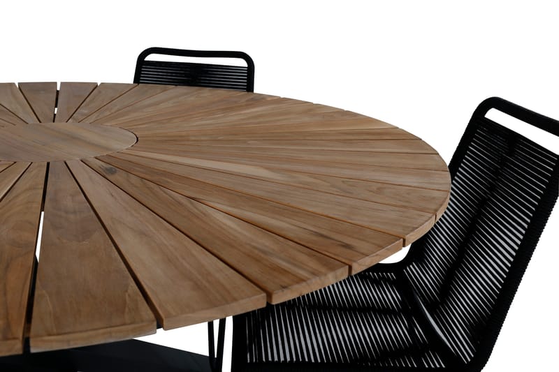 Mexico Matgrupp Utomhus Rund Ø140cm + 4 Lindos Stolar - Svart/Gul - Products - Utemöbler & utemiljö - Utegrupp - Matgrupp utomhus