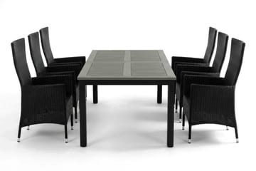 Monaco förlängningsbar matgrupp utomhus inkl. iläggskiva 210-310 cm med 6 Jenny ställbar matstol - Svart/Grå - Products - Utemöbler & utemiljö - Utegrupp - Matgrupp utomhus