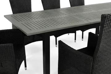 Monaco förlängningsbar matgrupp utomhus inkl. iläggskiva 210-310 cm med 8 Jenny ställbar matstol - Svart/Grå - Products - Utemöbler & utemiljö - Utegrupp - Matgrupp utomhus