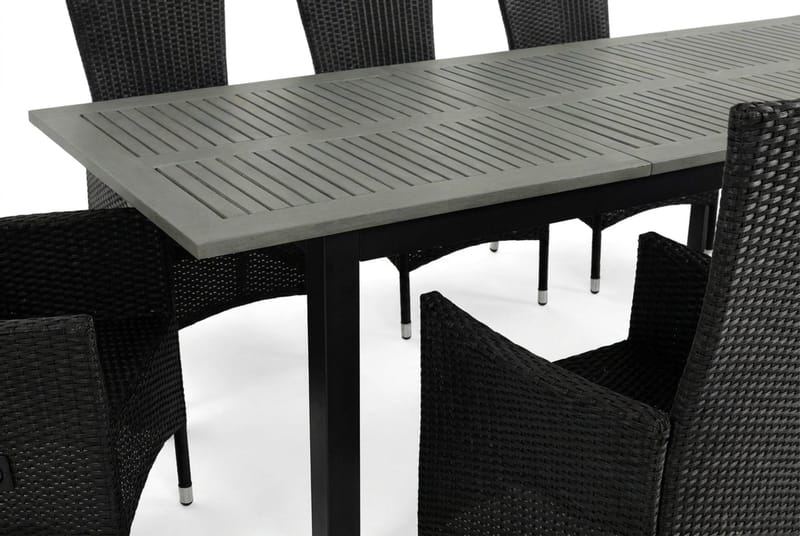 Monaco förlängningsbar matgrupp utomhus inkl. iläggskiva 210-310 cm med 8 Jenny ställbar matstol - Svart/Grå - Products - Utemöbler & utemiljö - Utegrupp - Matgrupp utomhus