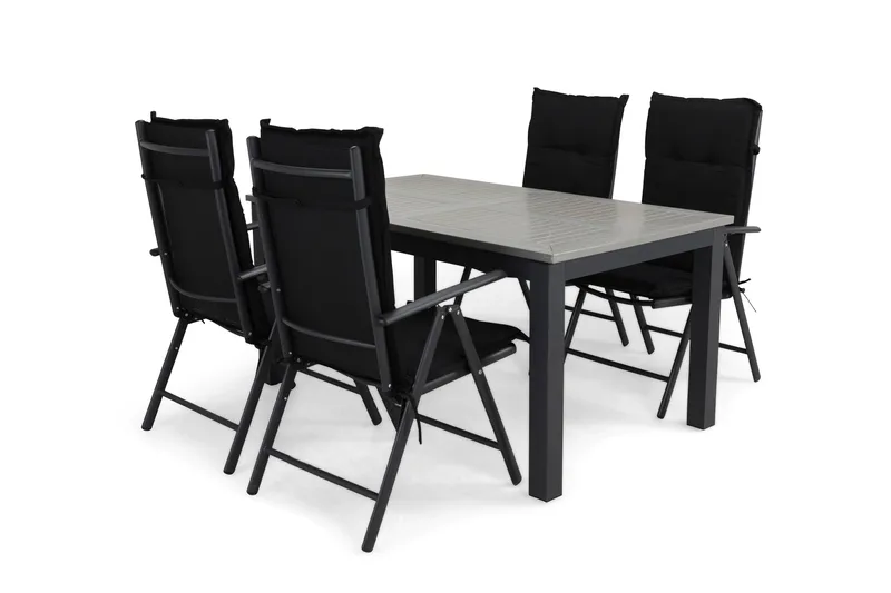 Monaco Matgrupp Utomhus 152-210x90 + 4 Maggie Positionsstol m Dyna, Svart