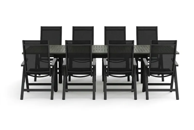 Monaco utomhus matgrupp förlängningsbart 210/310x90 med 8 Monaco Light positionsstolar - Svart/Grå - Products - Utemöbler & utemiljö - Utegrupp - Matgrupp utomhus