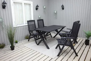 Oliver Matgrupp Utomhus 4 Utestolar - Grå/Svart - Products - Utemöbler & utemiljö - Utegrupp - Matgrupp utomhus