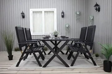 Oliver Matgrupp Utomhus 4 Utestolar - Grå/Svart - Products - Utemöbler & utemiljö - Utegrupp - Matgrupp utomhus