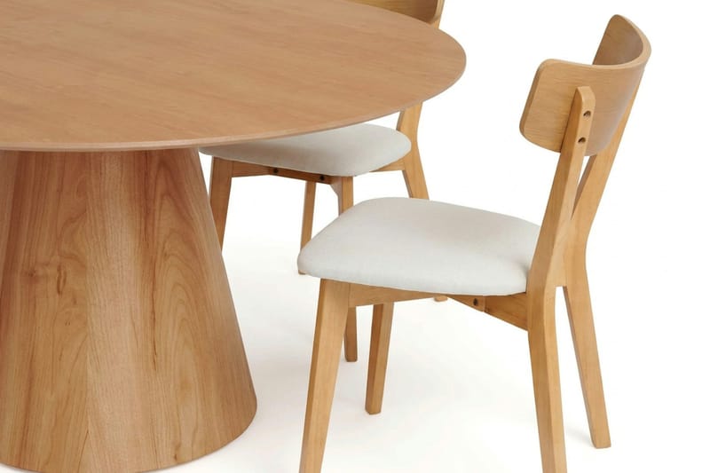 Siena Matgrupp 150 cm runt i Ek med 6 Amelia Matstolar med Dyna - Ek/Beige - Products - Utemöbler & utemiljö - Utegrupp - Matgrupp utomhus