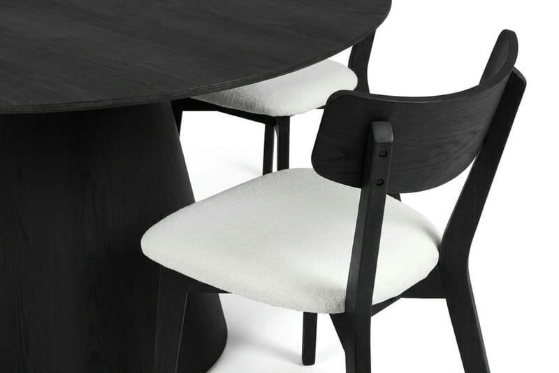 Siena Matgrupp 150 cm runt i Svart med 6 Amelia Matstolar med Dyna - Svart/Beige - Products - Utemöbler & utemiljö - Utegrupp - Matgrupp utomhus