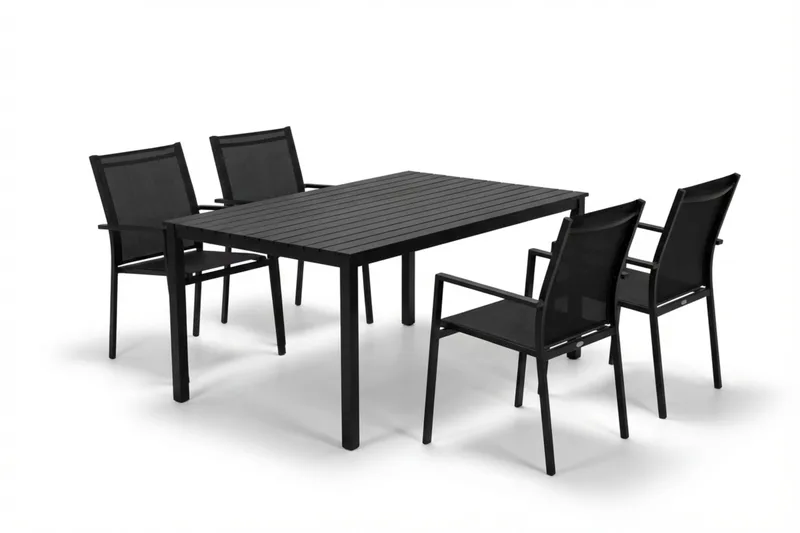 Siri Matgrupp utomhus 150 cm med 4 Tunis Stapelstolar - Products - Utemöbler & utemiljö - Utegrupp - Matgrupp utomhus