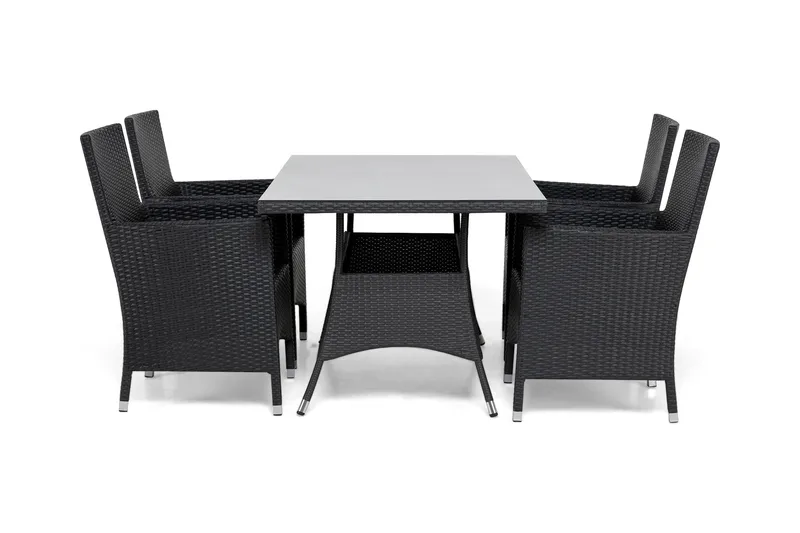 Thor Matgrupp Utomhus 140 + 4 Thor Fåtölj, Svart/Svart