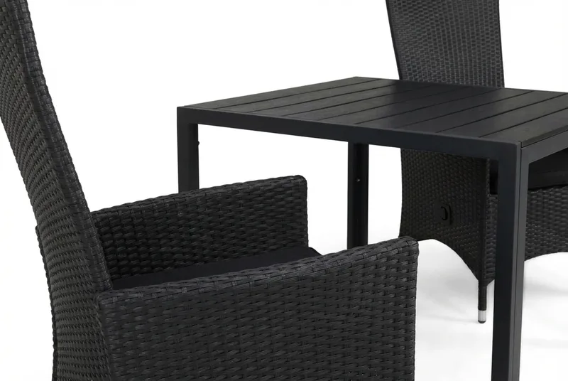 Tunis Matgrupp Utomhus 90 + 2 Jenny Ställbar Fåtölj m Dyna - Svart/Svart/Svart - Products - Utemöbler & utemiljö - Utegrupp - Matgrupp utomhus