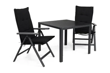 Tunis Matgrupp Utomhus 90x90 + 2 Monaco Light Positionsstol m Dyna - Svart/Grå - Products - Utemöbler & utemiljö - Utegrupp - Matgrupp utomhus
