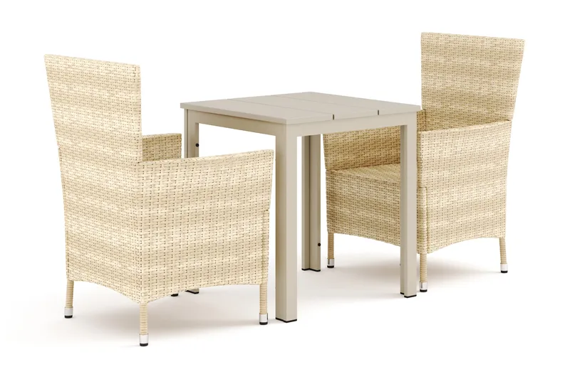 Tunis utomhus caféset 70x70 cm med 2 Thor utefåtöljer - Beige/Beige - Products - Utemöbler & utemiljö - Utegrupp - Cafegrupp & cafeset