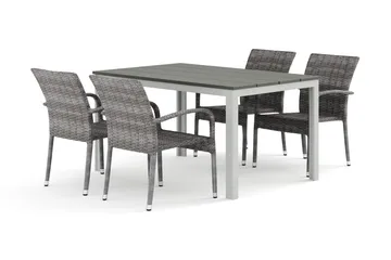Tunis utomhus matgrupp 140x90 cm med 4 Thor Light utefåtöljer