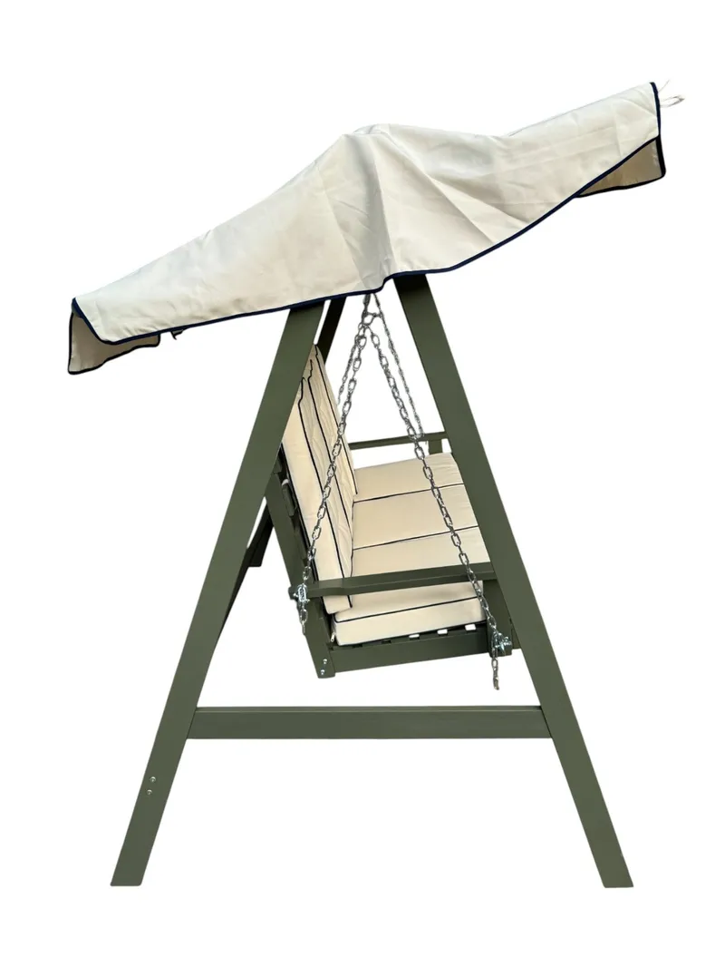 Landet Hammock Gungsoffa med tak i akacia trä inklusive dynor 195x125x159 - Vit / Mörkgrön - Products - Utemöbler & utemiljö - Utesoffa - Hammock