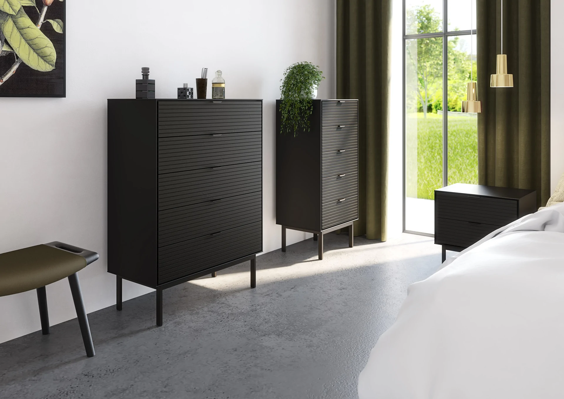 Soma slim kommode med 5 skuffer - Sort