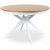 Fitchburg spisebordssæt; rundt spisebord 106/141 cm - Hvid / olieret eg med 4 stk. Fårö stole med kryds i ryggen, sæde i sort PU