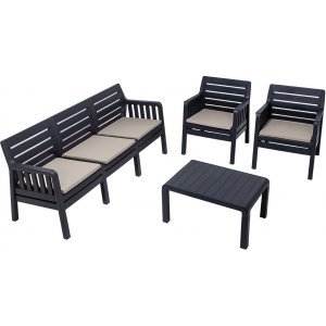 Lara loungegruppe med 3-personers sofa, 2 lnestole og bord - antracit