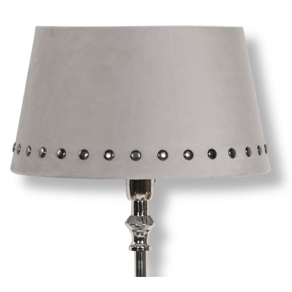 Velvet lampeskrm med nitter 33 cm - Beige / Rgfarvet