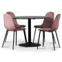 Seat spisegruppe, spisebord med 4 stk Carisma fljlstole - sort / koral + 3.00 x Mbelfdder