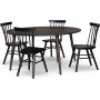 Omni spisegruppe, rundt spisebord 130 cm inkl. 4 Orust sorte udkragningsstole - Rgfarvet eg