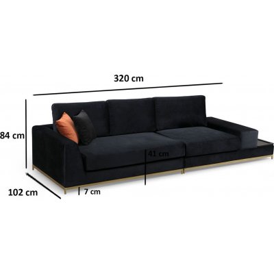 Line 4-personers sofa med sidebord - Sort