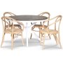 Skagen spisebordsst; rundt spisebord 120 cm - Hvid/brunbejdset eg med 4 stk. Danderyd No.30 stole Whitewash