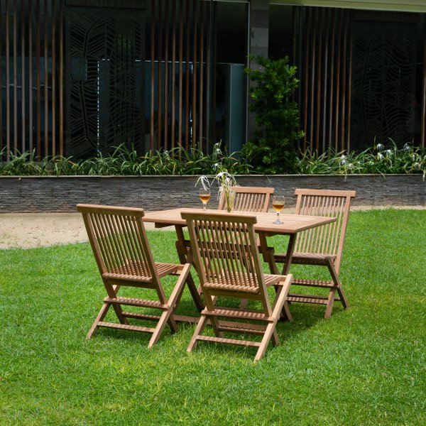 Salt udendrs spisebordsst 120x70 cm med 4 stk. Salt spisebordsstole - Teak