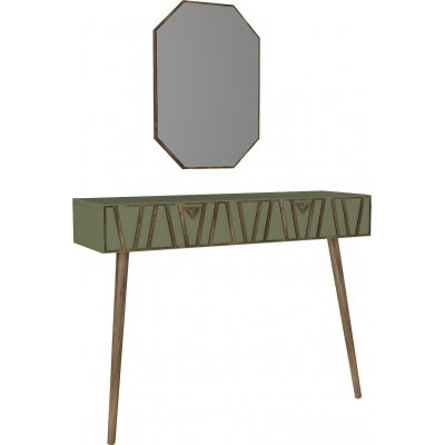 Skovreliefbord med spejl 120x 35 cm - Valnd/mrkegrn