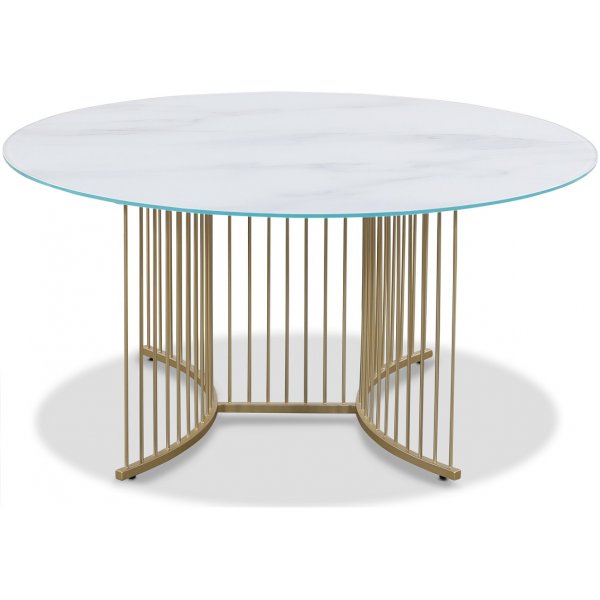 Tiffany Falcon sofabord - Messing / hvidt marmorglas