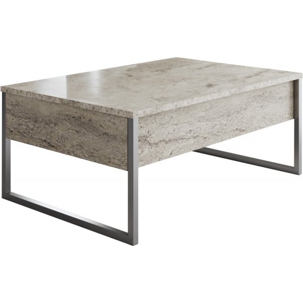 Lux sofabord 90 x 60 cm - Travertin/slv