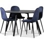Rosvik spisegruppe, spisebord med 4 stk Carisma fljlstole - sort / bl + 4.00 x Servietringe