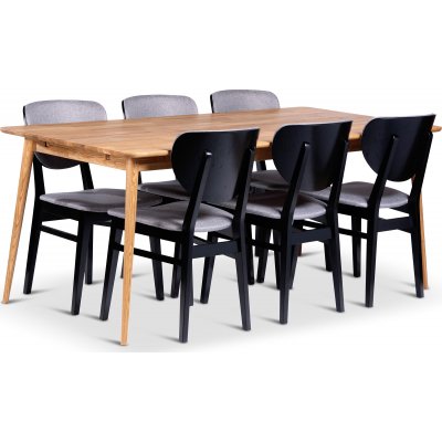 Alborg spisebord 180x90 cm med 6 Borgholm stole