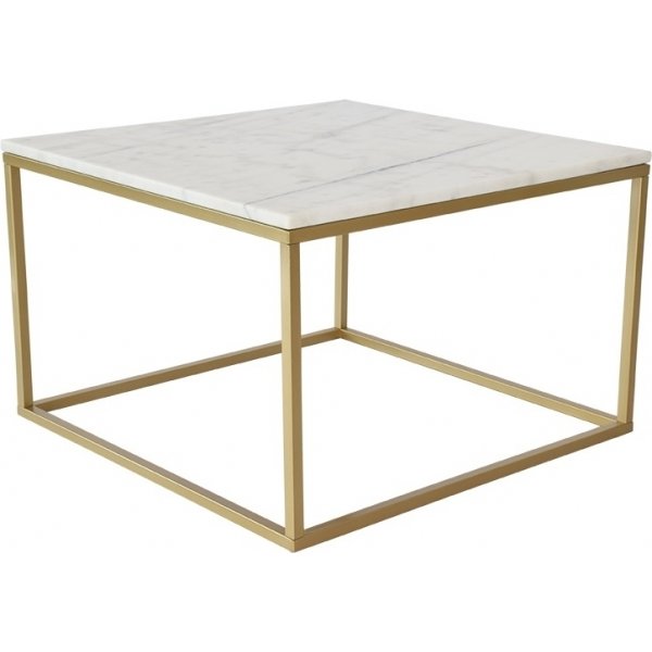 Accent sofabord 75 - Hvid marmor / messingfarvet base
