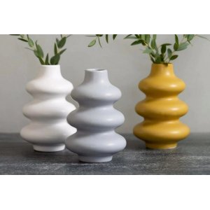 Striga vase - Hvid/gr/gul