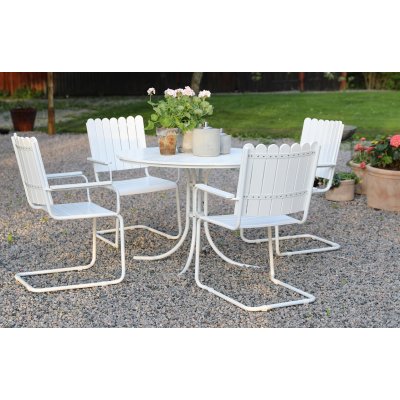Kivik spisebord inkl. 4 stole - Hvid + Mbelplejest til tekstiler